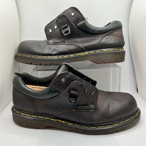 Dr. Martens Sz 9 Men Brown Leather Ankle Work Boots Oxford Lace Up England.